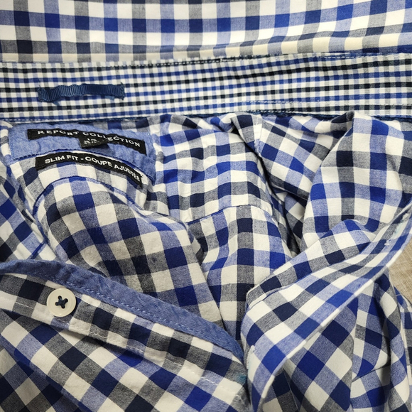 Report Collection Slim-Fit Coupe Adjustee 16.5 34/35 Button-Up Checkered Shirt - Picture 7 of 7